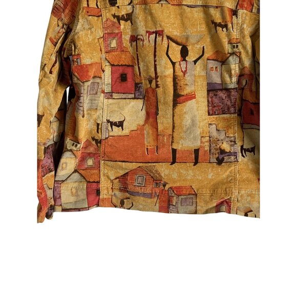Chicos Design Womens Ethnic Tribal Button Jacket Chicos Size 2 (L) Soft Corduroy - Picture 9 of 9